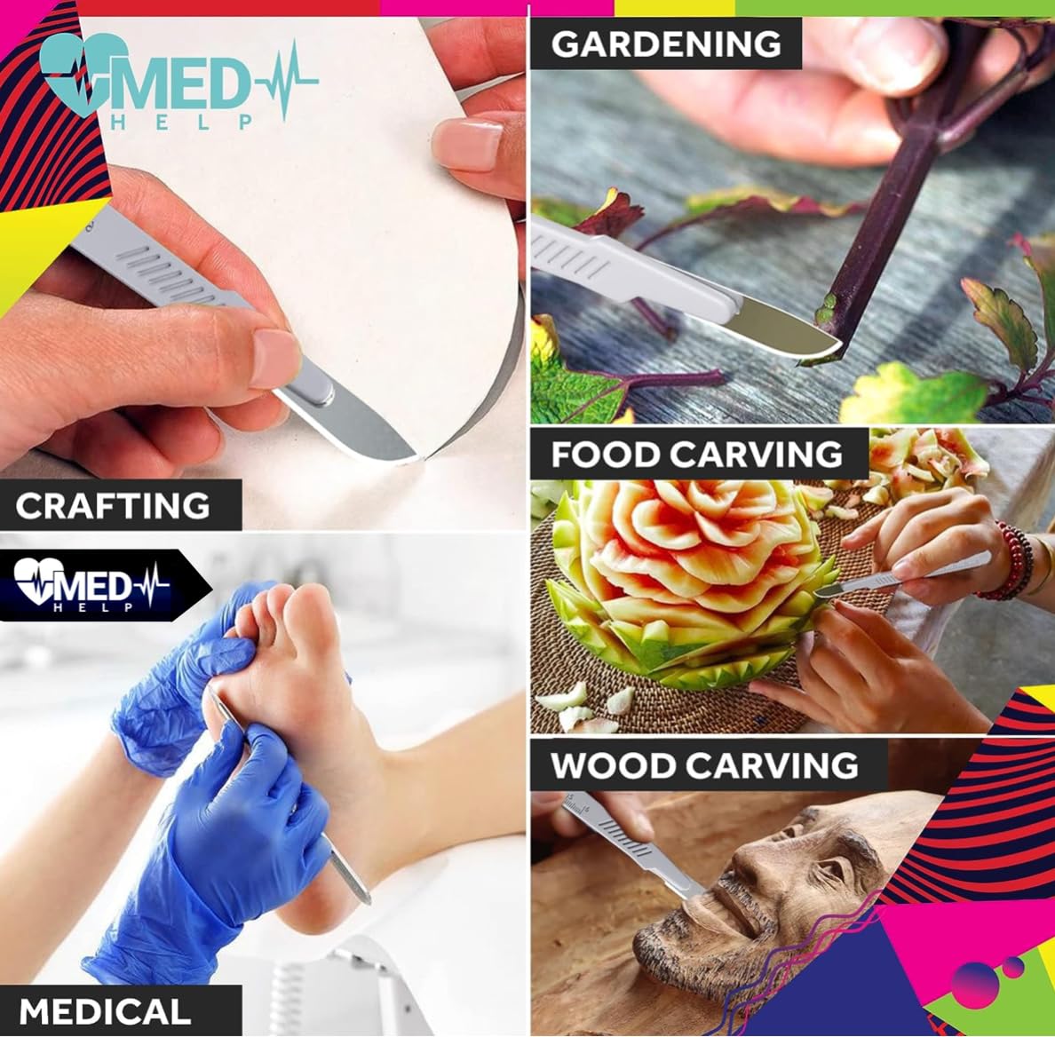 MedHelp comparación de tamaño con mano para visualizar escala y ergonomía