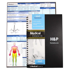 Medical Basics cuaderno H&P frontal mostrando portada y grosor, ideal para rotaciones