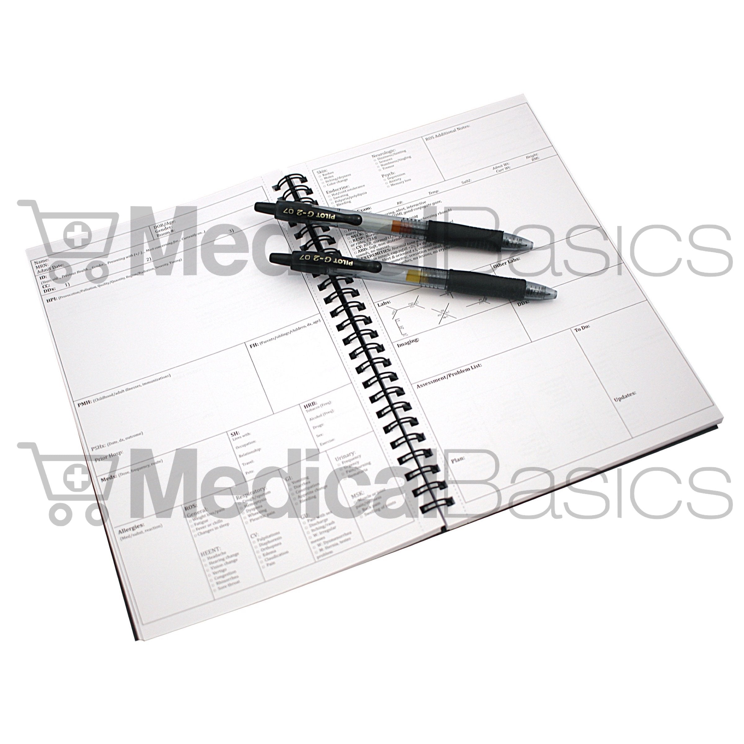 Medical Basics cubierta plástica resistente protegiendo notas en ambiente clínico