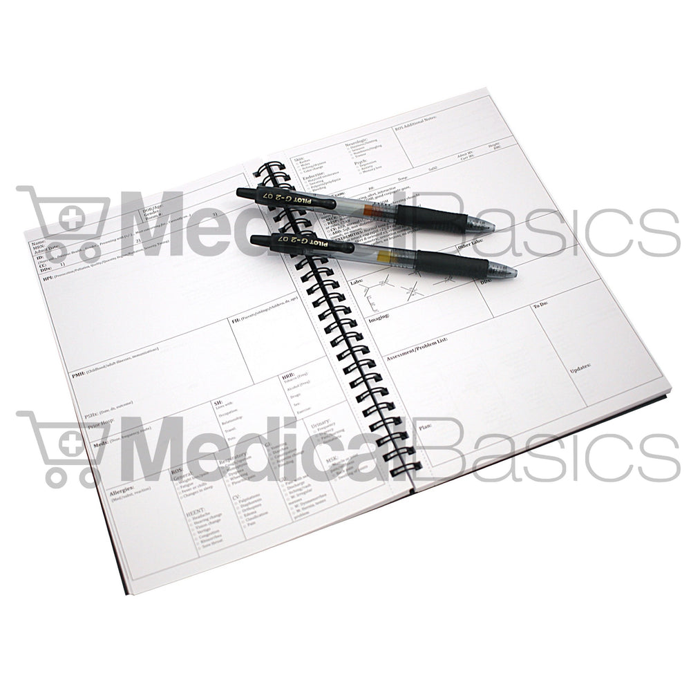 Medical Basics cubierta plástica resistente protegiendo notas en ambiente clínico