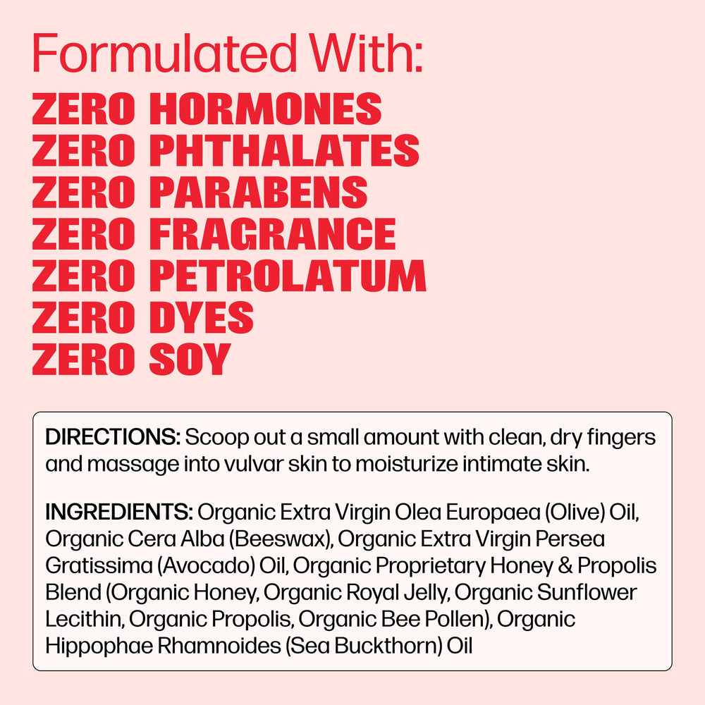 Medicine Mama's VMAGIC etiqueta legible subrayando que es orgánico y sin hormonas