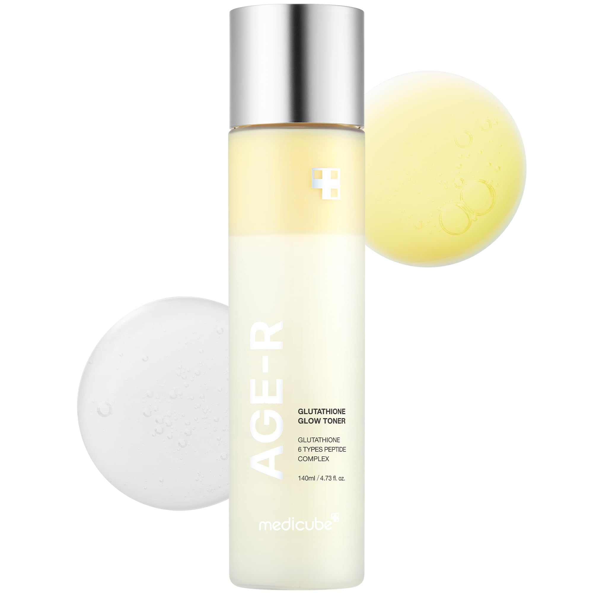 medicube envase frontal del Age-R Glow Milky Toner mostrando diseño elegante y lectura clara