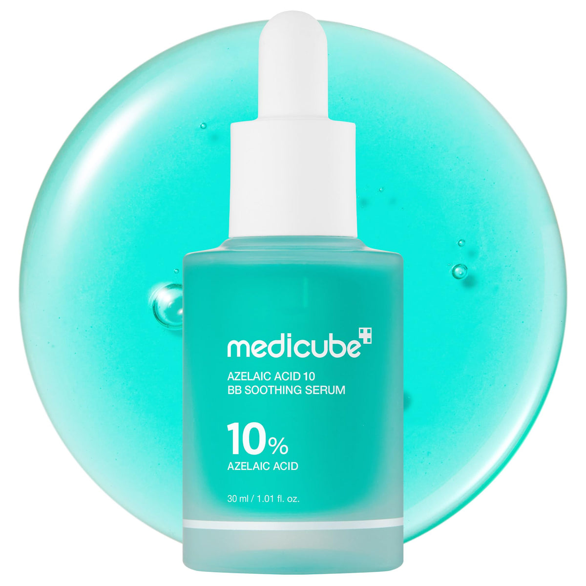 medicube frasco frontal del sérum mostrando etiqueta y beneficio de limpieza