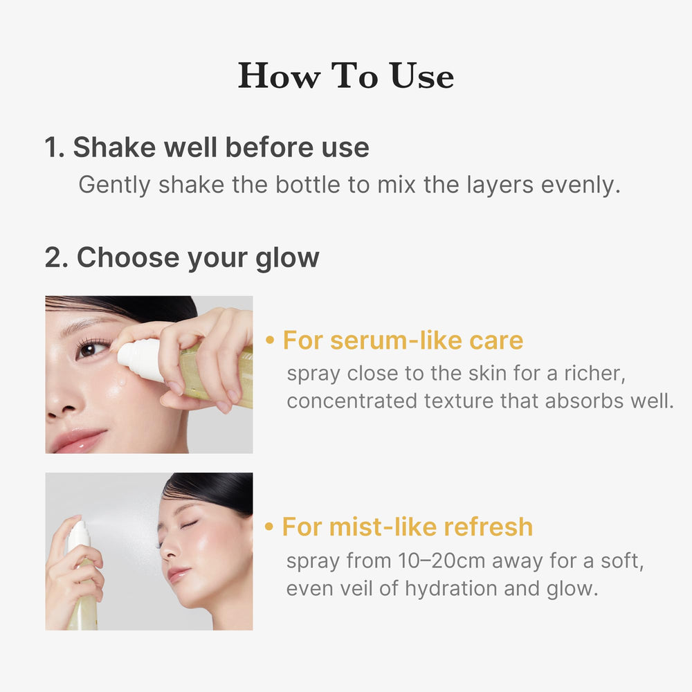 medicube producto usado sobre maquillaje mostrando fijación ligera y efecto luminoso