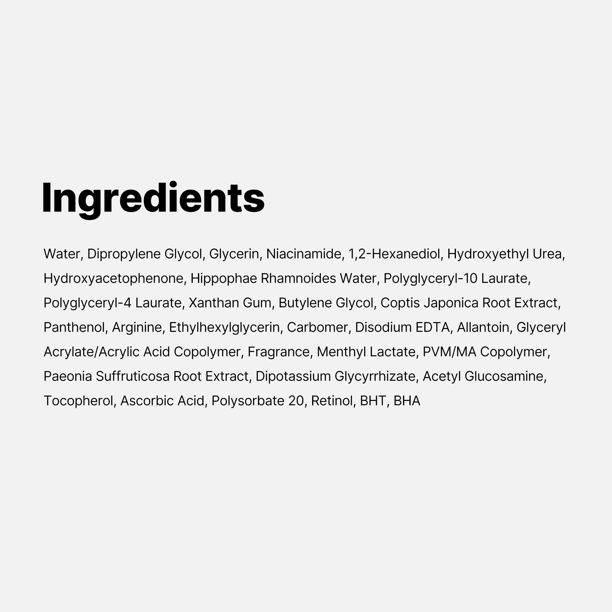 etiqueta de ingredientes de medicube, información clara y transparente