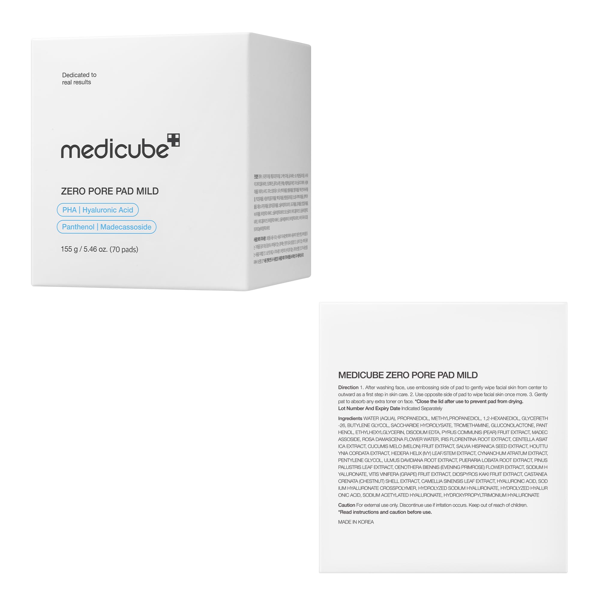 medicube empaque y etiqueta con información clara y sencillo diseño