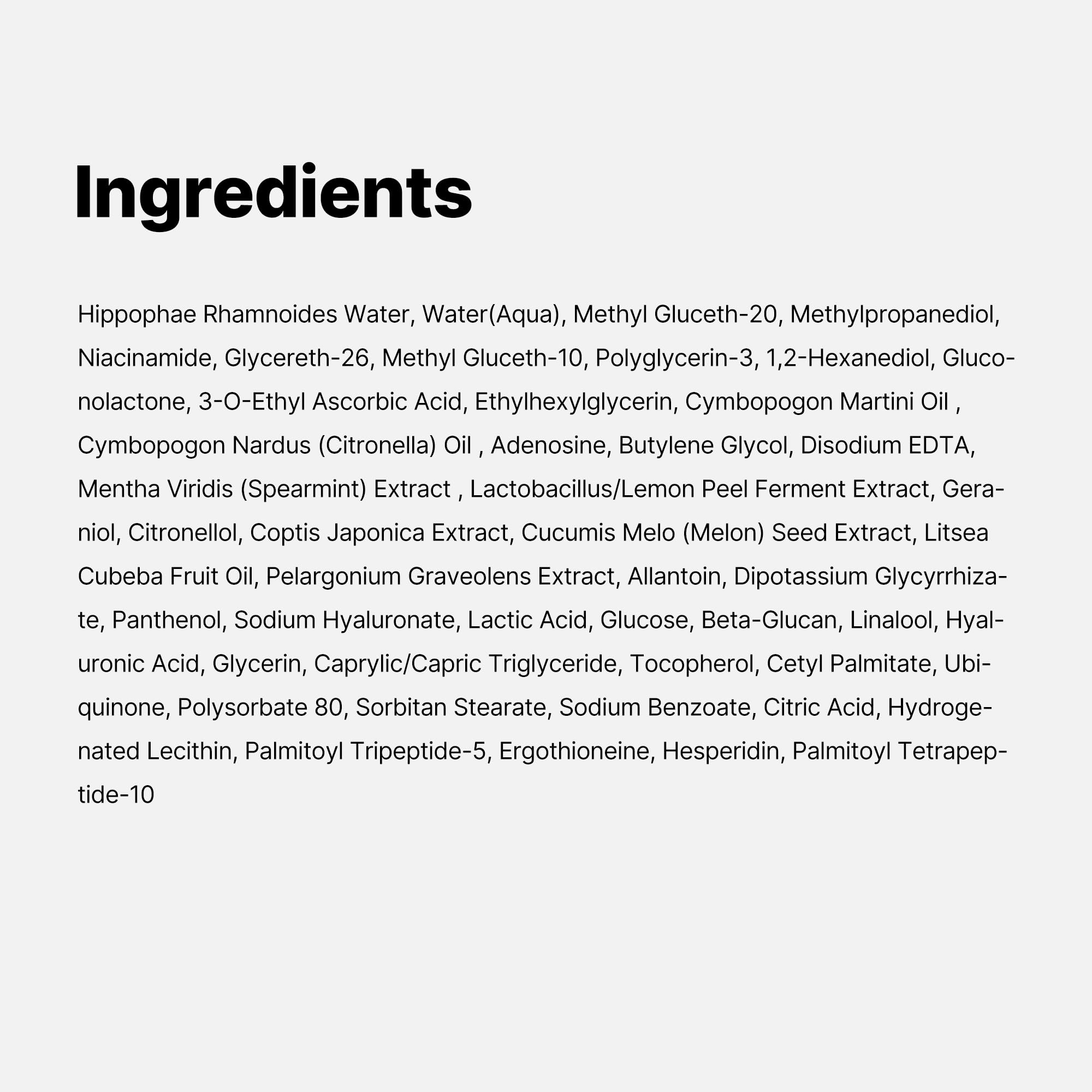 medicube etiqueta con ingredientes clave y beneficios visibles
