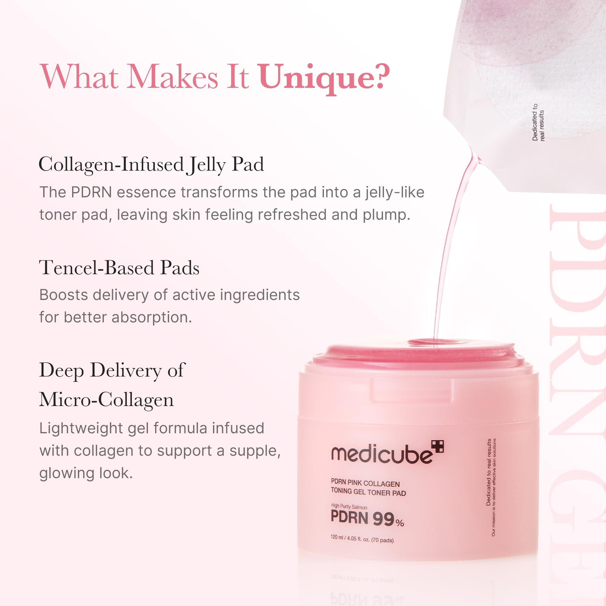 medicube pad empapada en esencia mostrando absorción eficaz