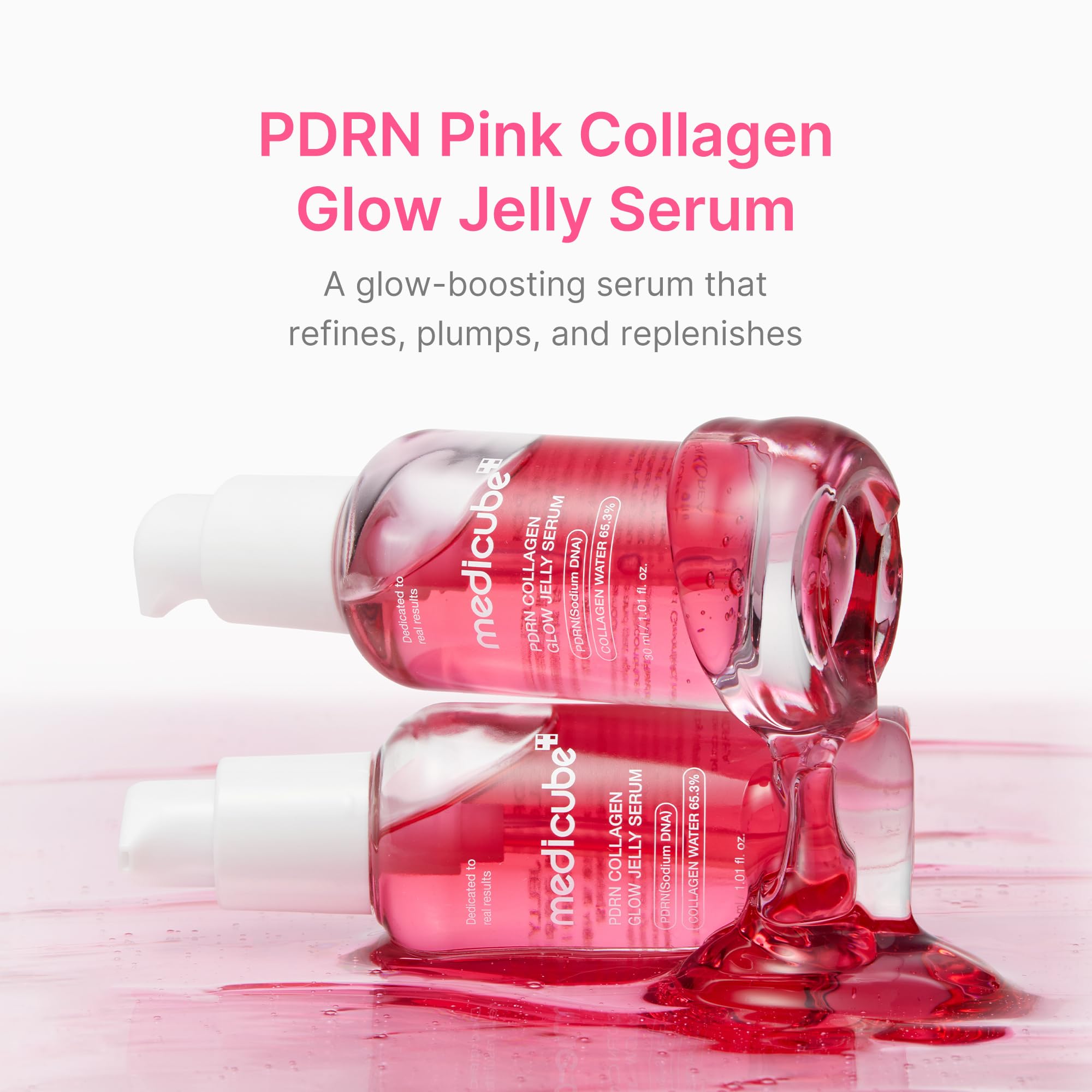 medicube acercamiento a la textura jelly rosada que muestra frescor
