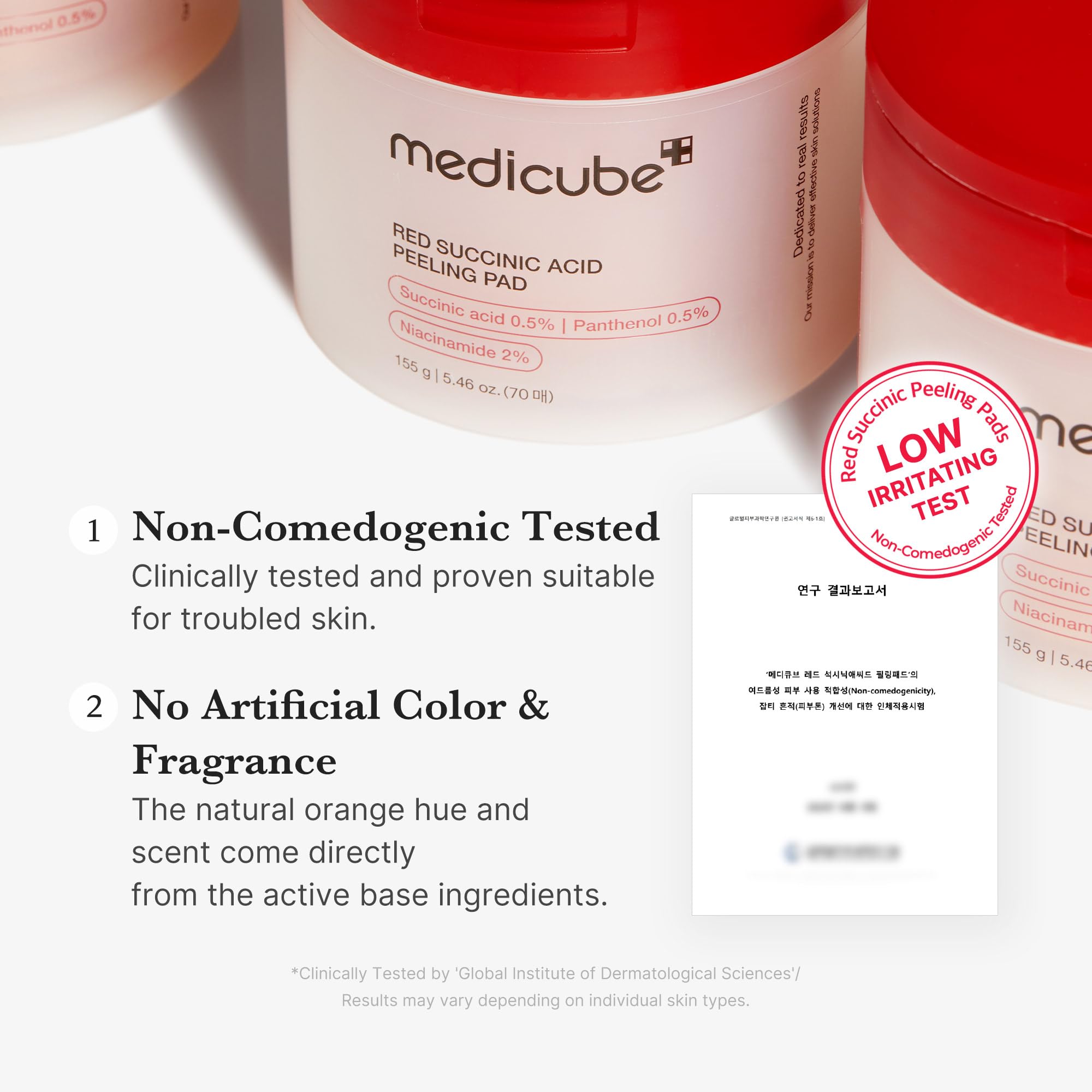 medicube bote abierto con pads apilados listos para la rutina diaria