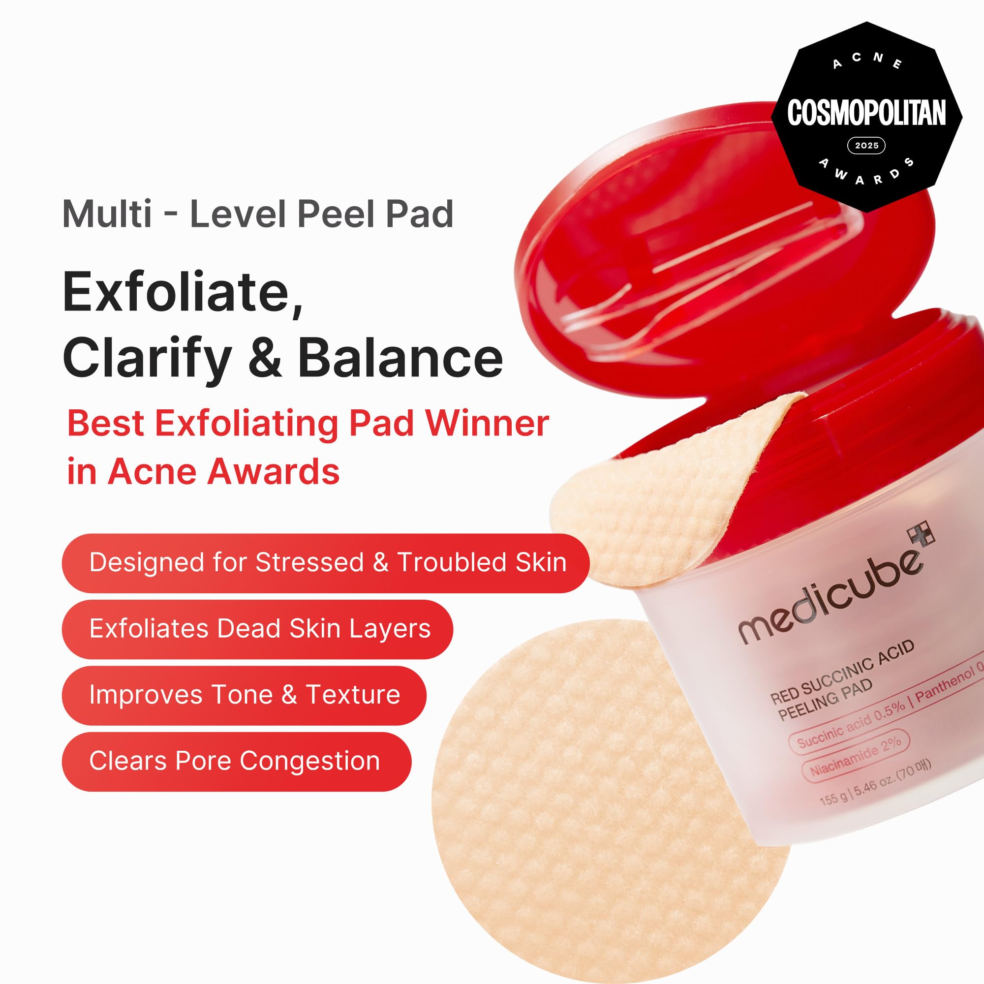 medicube textura de la toallita humedecida lista para exfoliar suavemente
