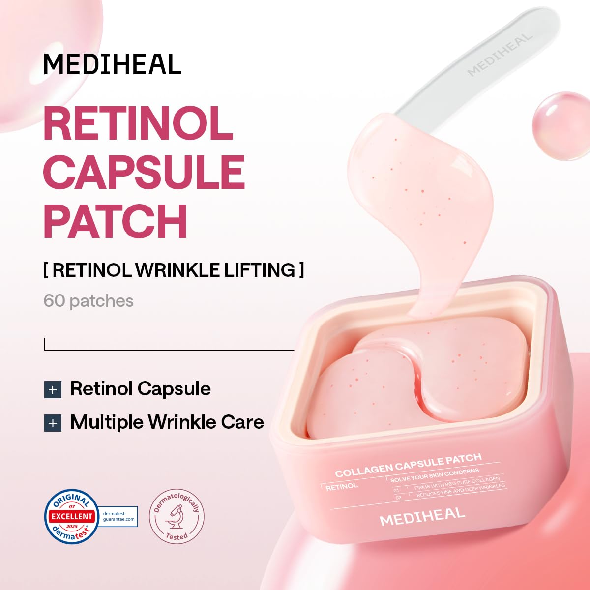 MEDIHEAL cápsula de retinol en detalle mostrando sistema de liberación controlada