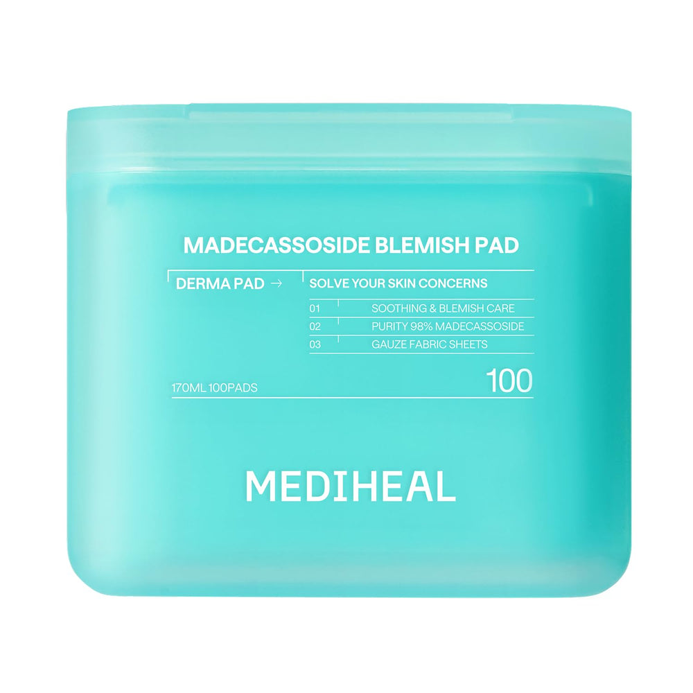 MEDIHEAL empaque frontal del pad mostrando diseño y beneficio calmante