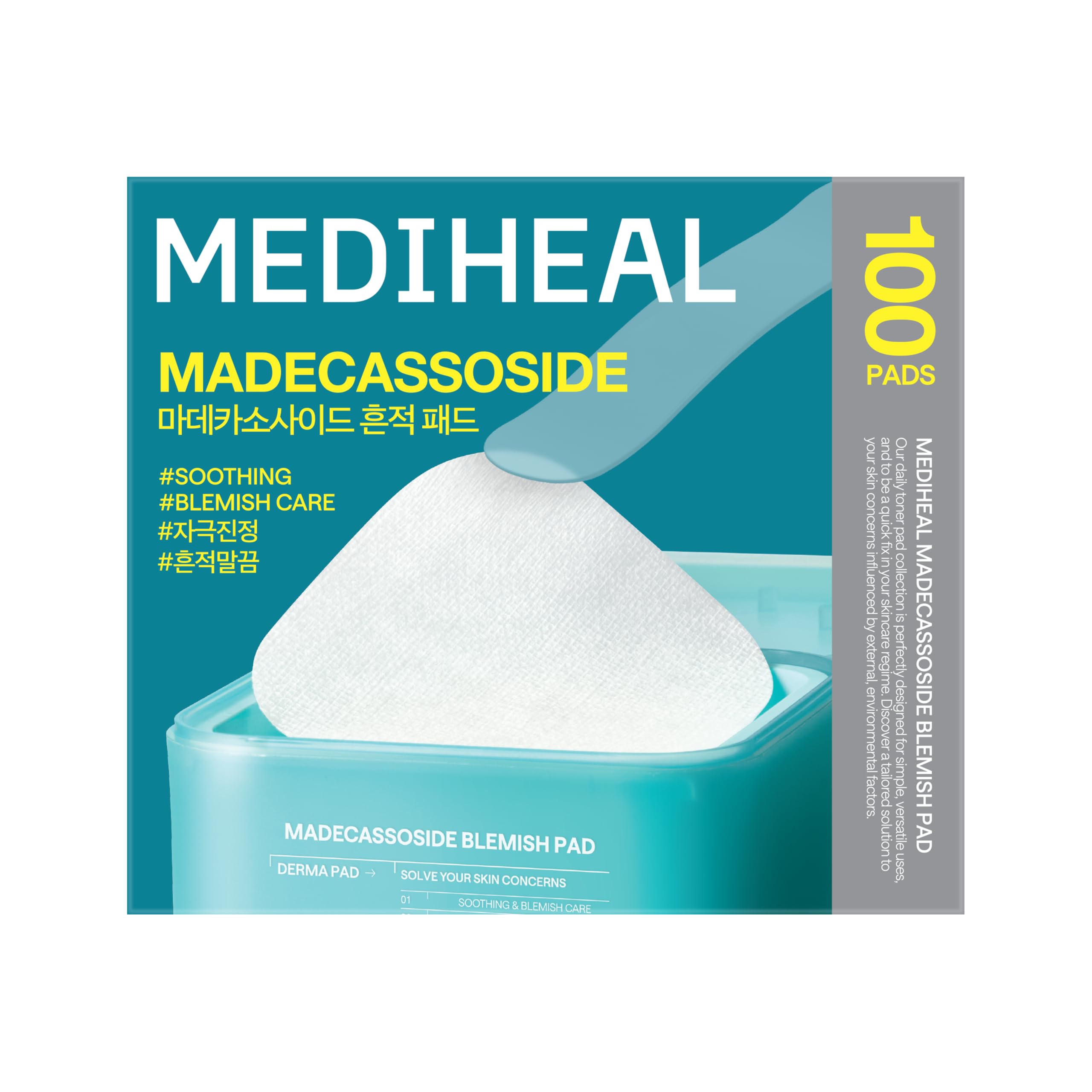 MEDIHEAL primer plano de la textura del pad mostrando solución absorbente