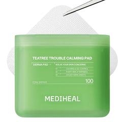 MEDIHEAL paquete frontal de Teatree Toner Pads que muestra cantidad y beneficio