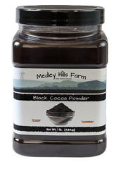 Medley Hills Farm frente del envase reutilizable con cacao negro, conserva frescura