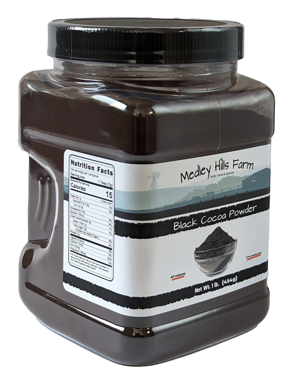 Medley Hills Farm textura fina del cacao negro en polvo, mezcla homogénea