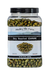 Medley Hills Farm primer plano de textura crujiente del edamame tostado resaltando su crocancia