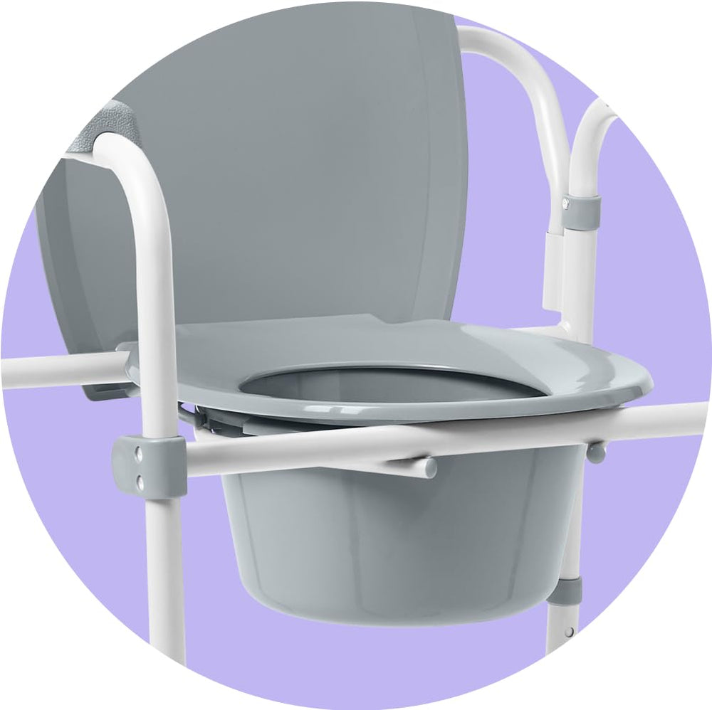 Medline commode plegado compacto ideal para almacenamiento y traslado