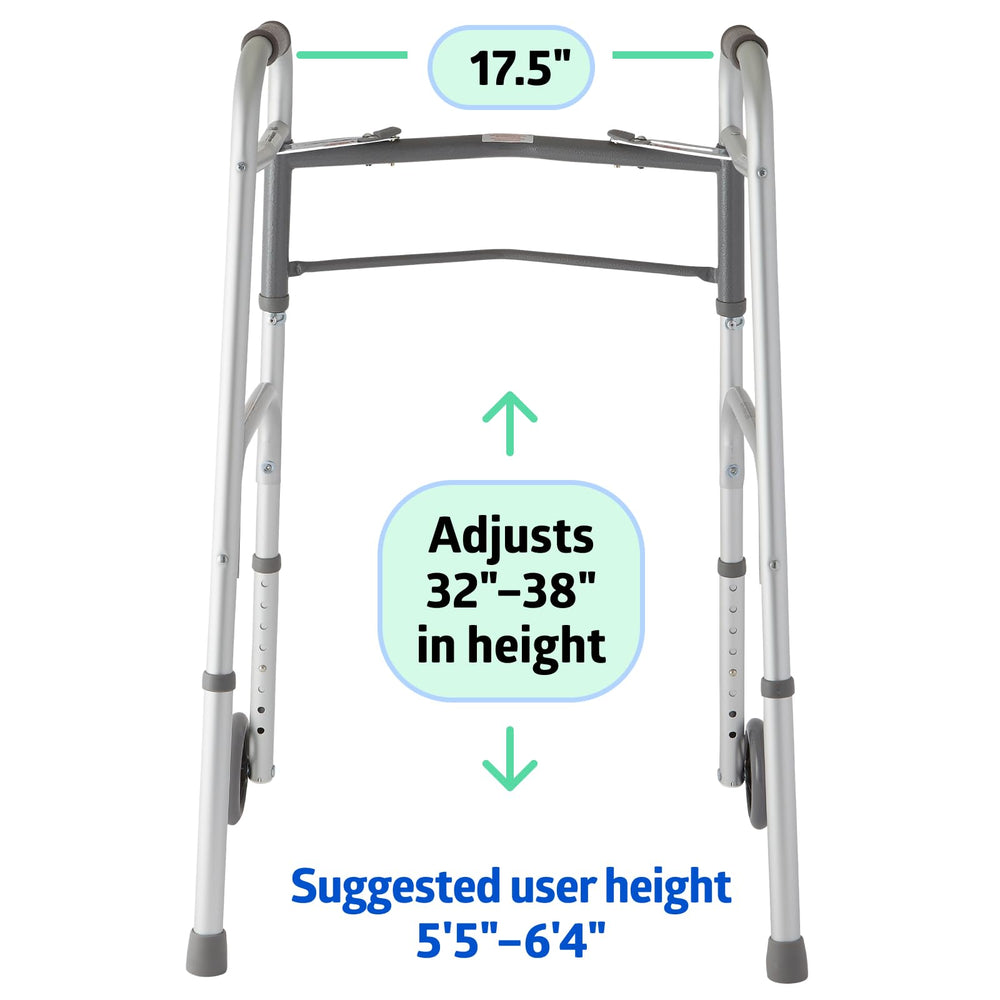 Medline andador junto a maleta para comparar tamaño y portabilidad