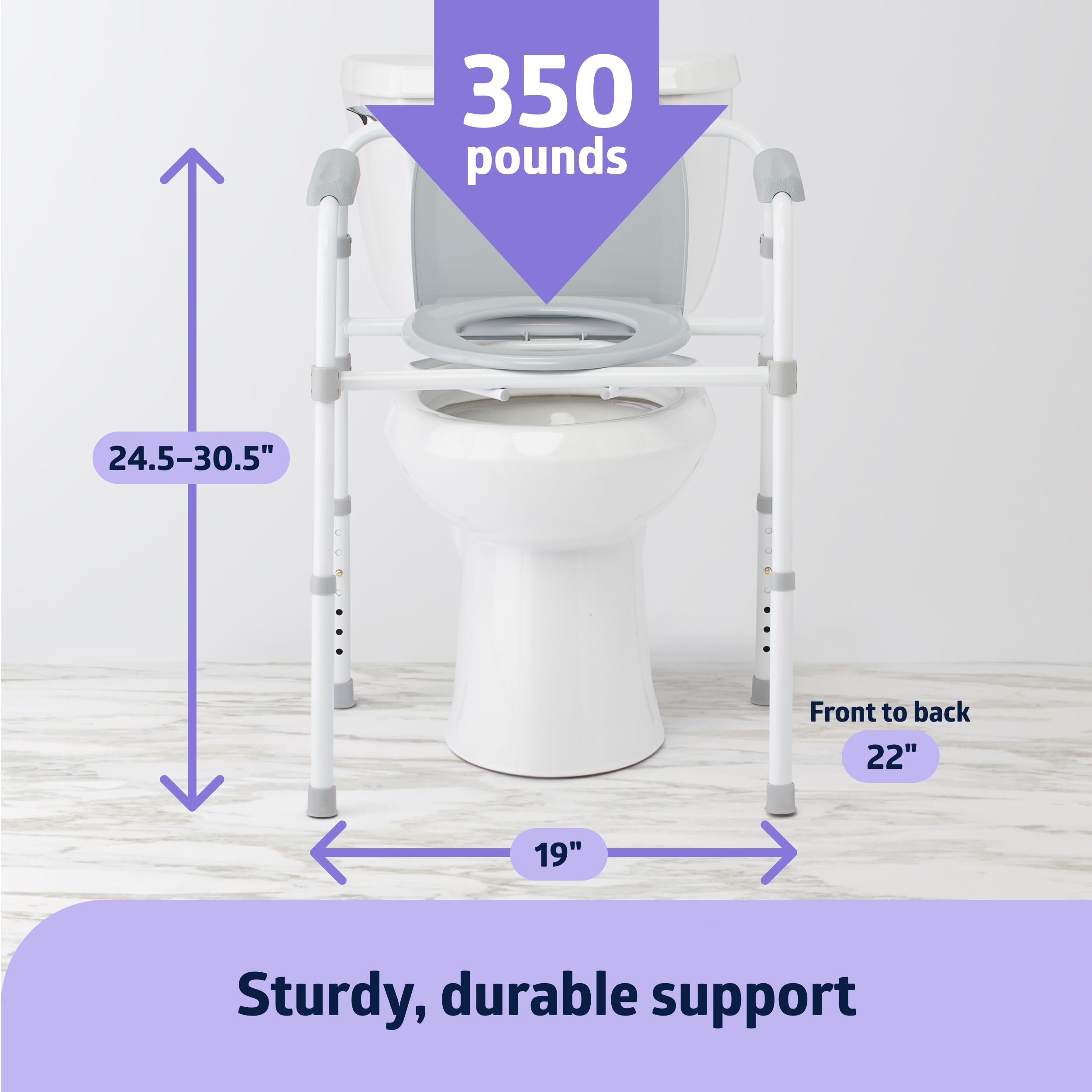 Medline detalle del asiento plástico contorneado, fácil limpieza y confort