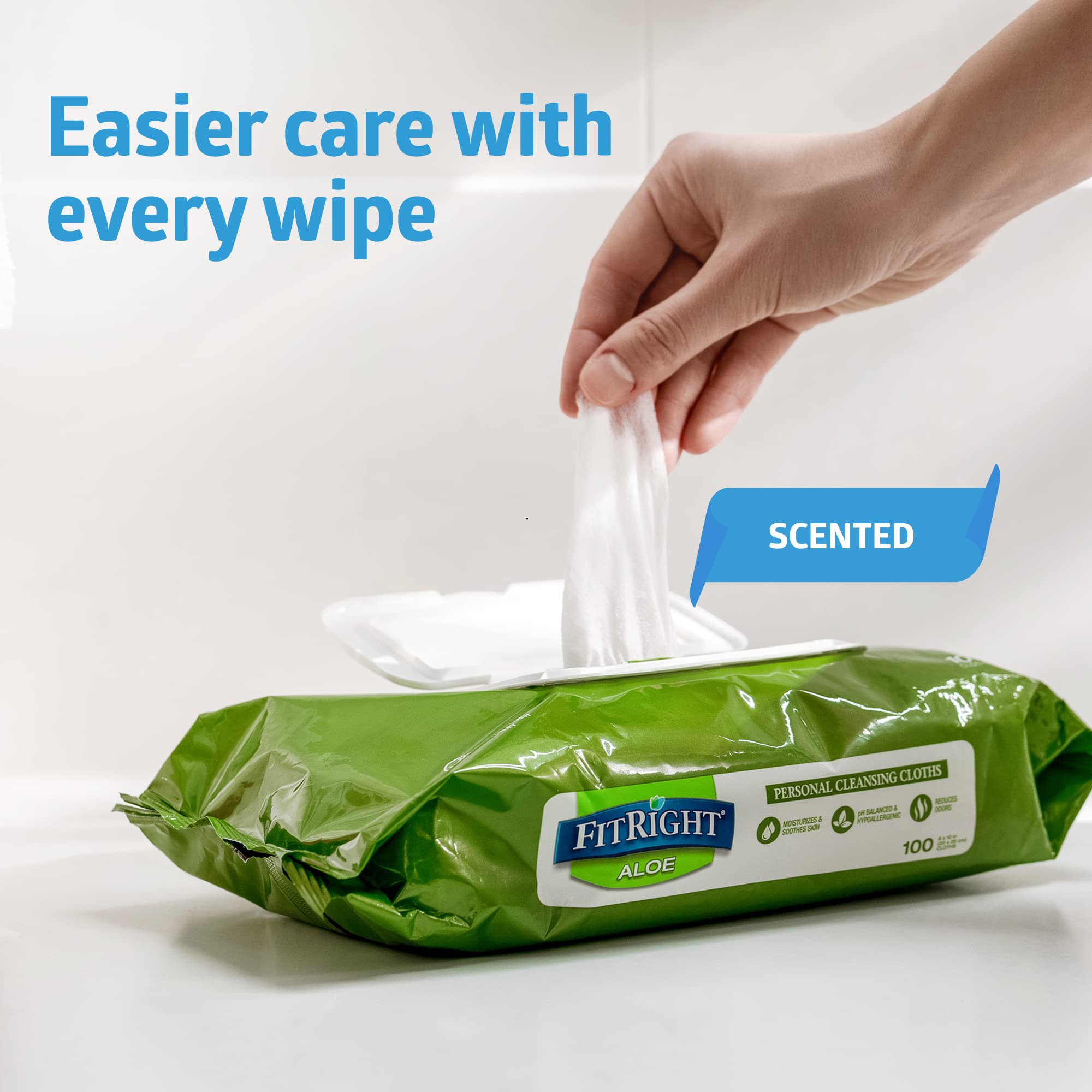 Medline FitRight detalle de la tapa abatible que mantiene la humedad y facilita extracción