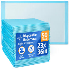 Medline paquete frontal del protector desechable mostrando cantidad y tamaño