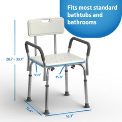 Medline respaldo acolchado lateral que ofrece soporte lumbar durante el baño