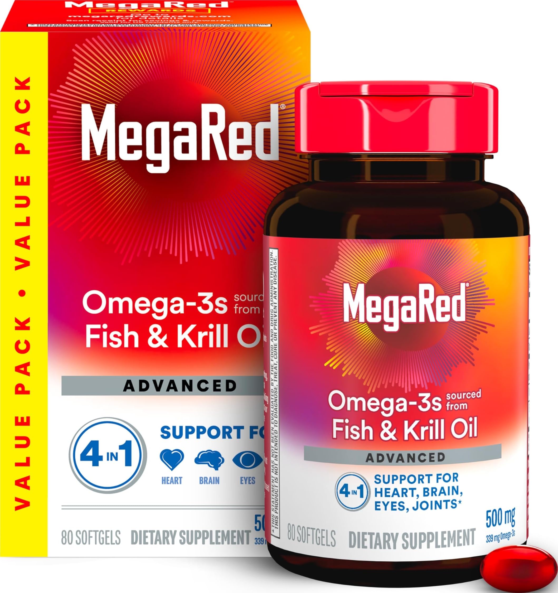 MegaRed frente del envase mostrando 80 cápsulas, claridad y confianza