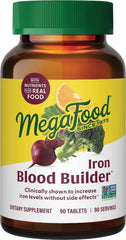MegaFood frasco frontal mostrando 90 tabletas y beneficio energía