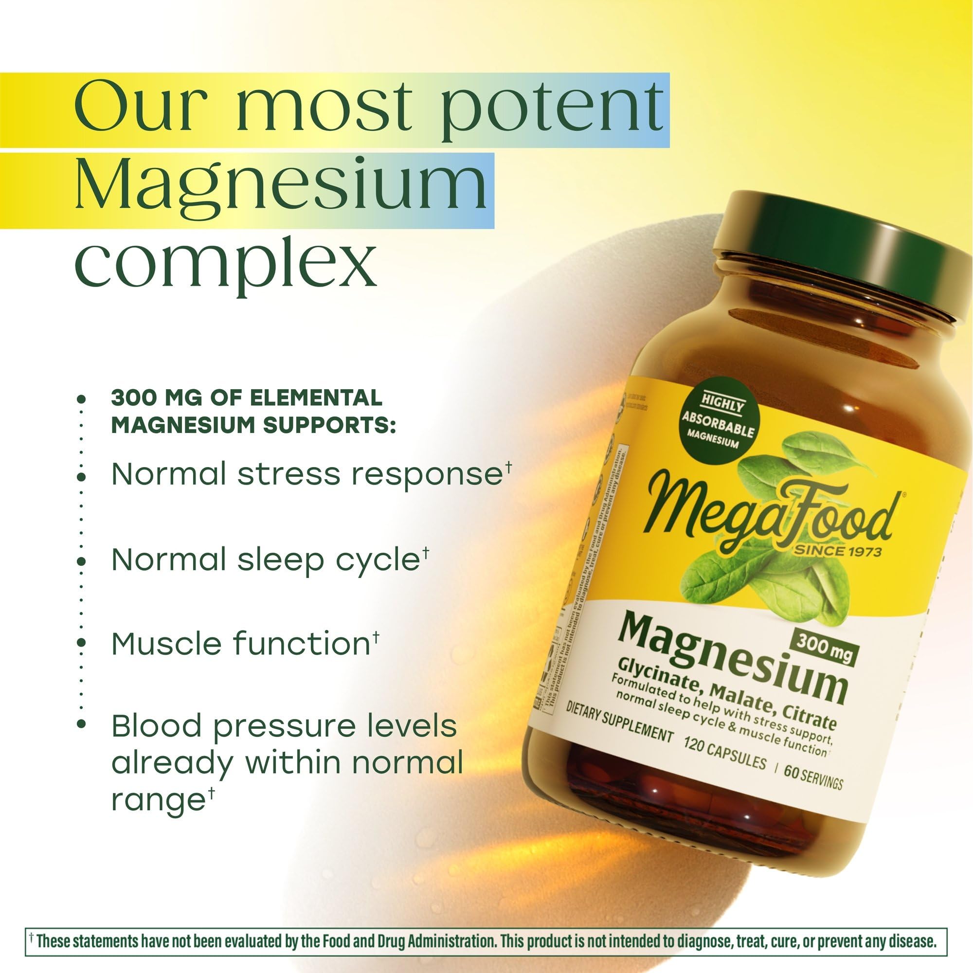 MegaFood espinaca como ingrediente real que aporta magnesio natural