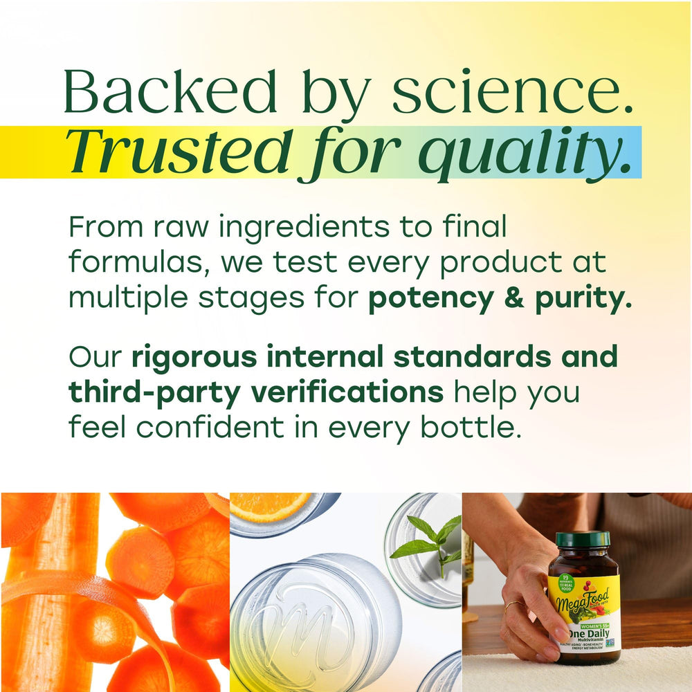 MegaFood quality testing lab setup illustrating heavy-metal screening and GMP assurance