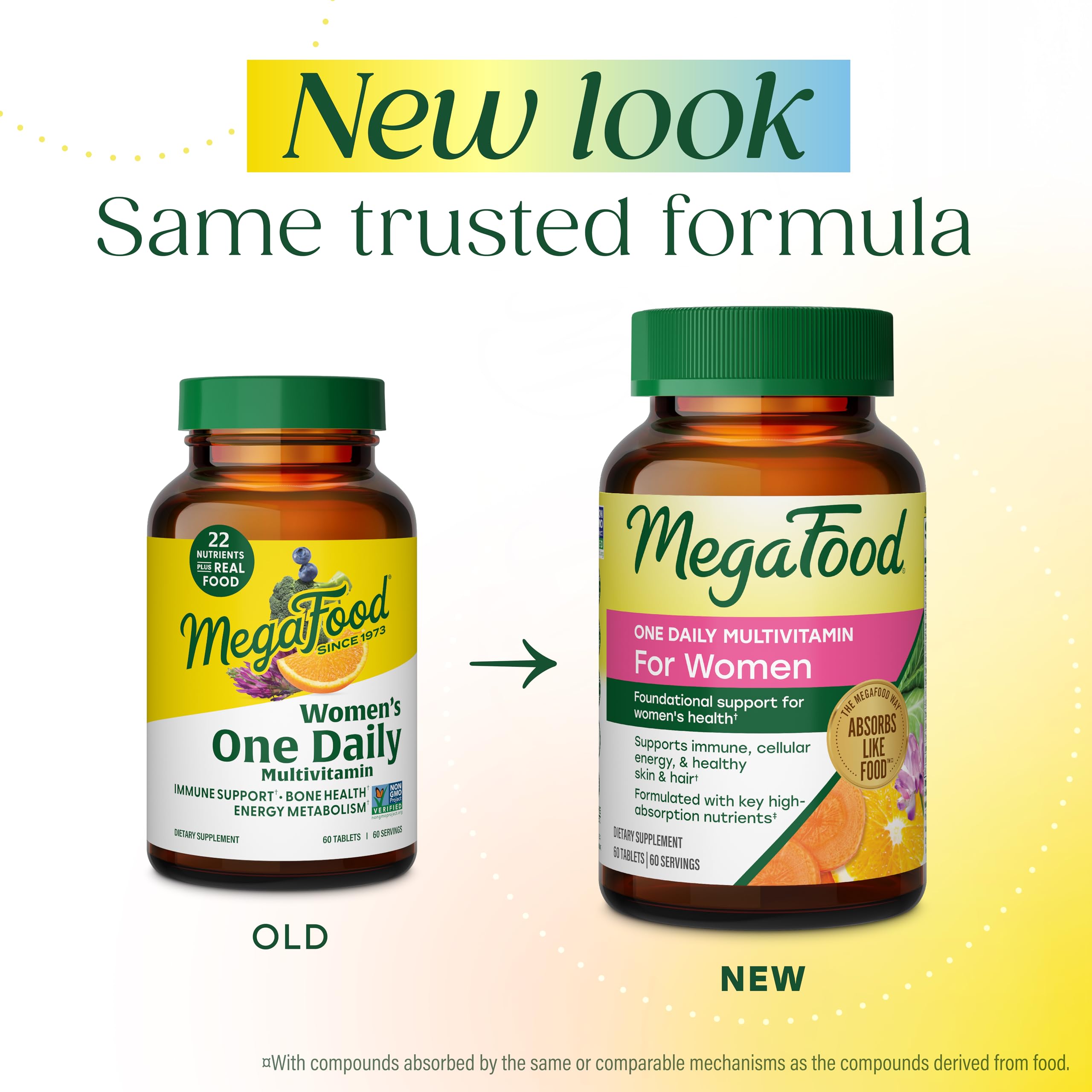 MegaFood tablet close-up revealing smooth surface and compact one-a-day size for easy swallowing