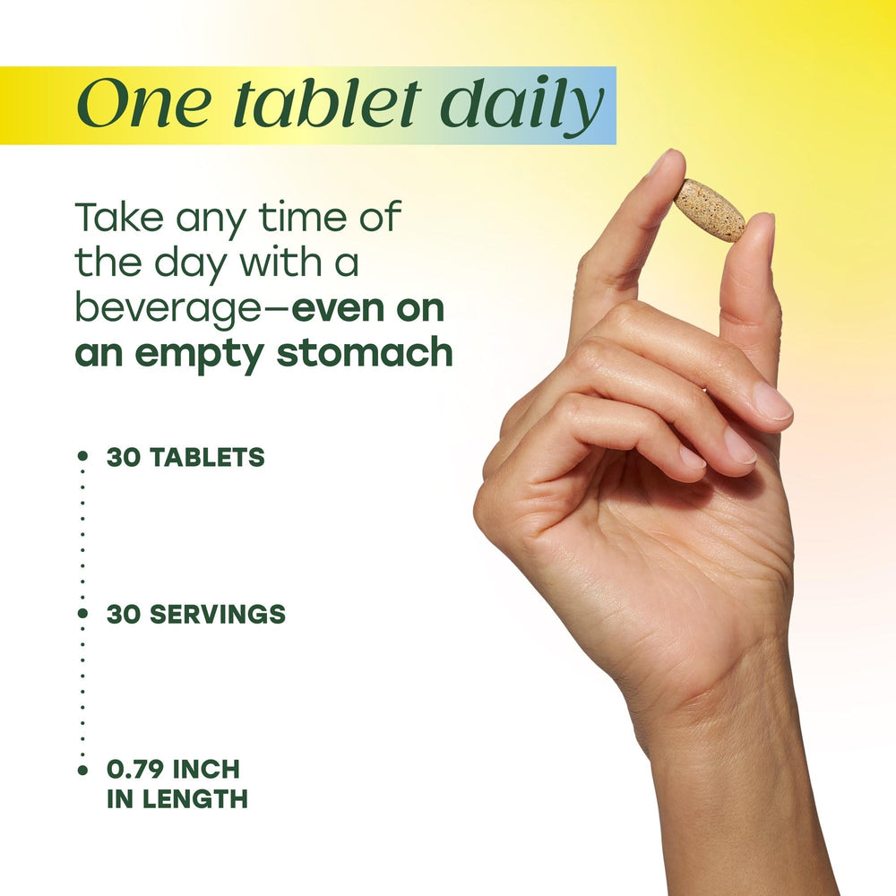 MegaFood tablet broken to show interior texture and formulated absorption features