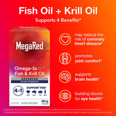 MegaRed softgel close-up showing smooth texture and clear oil benefit