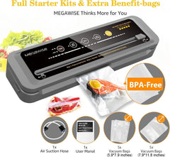 MegaWise en uso sellando una bolsa con carne marinada usando modo Vac Pulse para control de jugos
