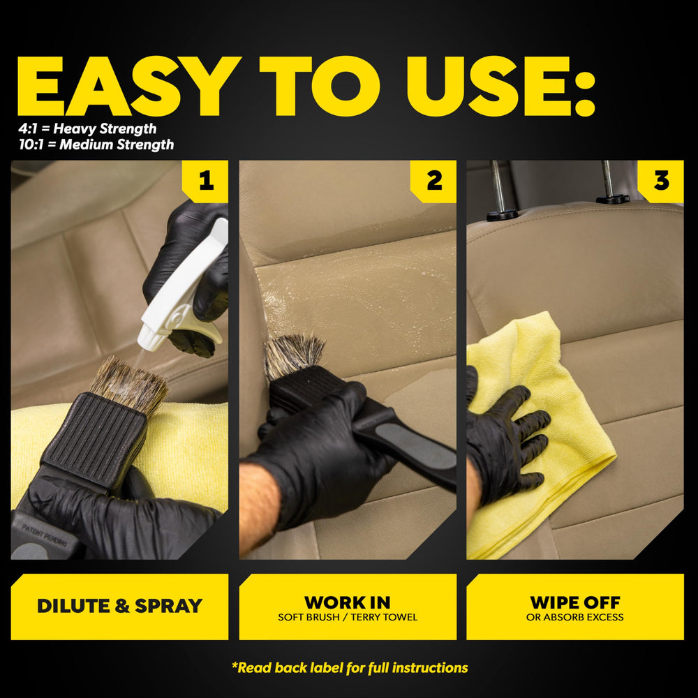 Meguiar's envase de 1 galón junto a objetos para comparar tamaño y volumen