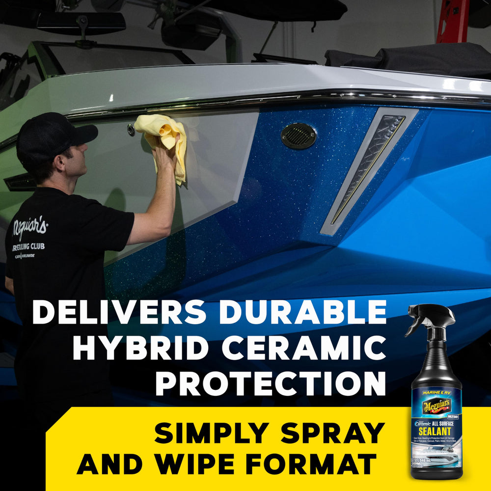 Meguiar's atomizador en detalle con textura de la solución y control fácil