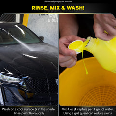 Meguiar's envase junto a mano para comparar tamaño y rendimiento
