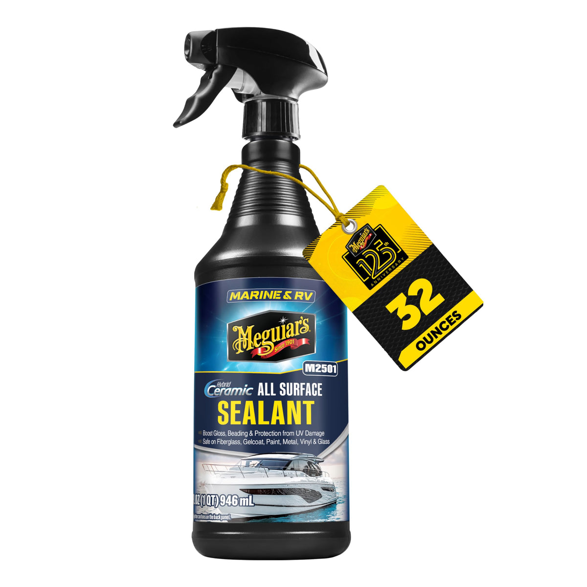 Meguiar's botella frontal del sellador M2501 mostrando etiqueta y uso