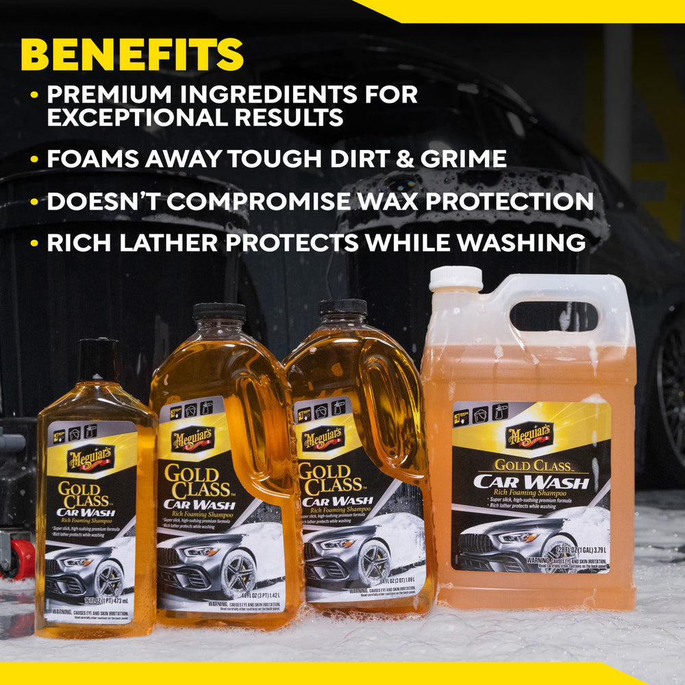 Meguiar's galón junto a una rueda para mostrar escala y rendimiento estimado