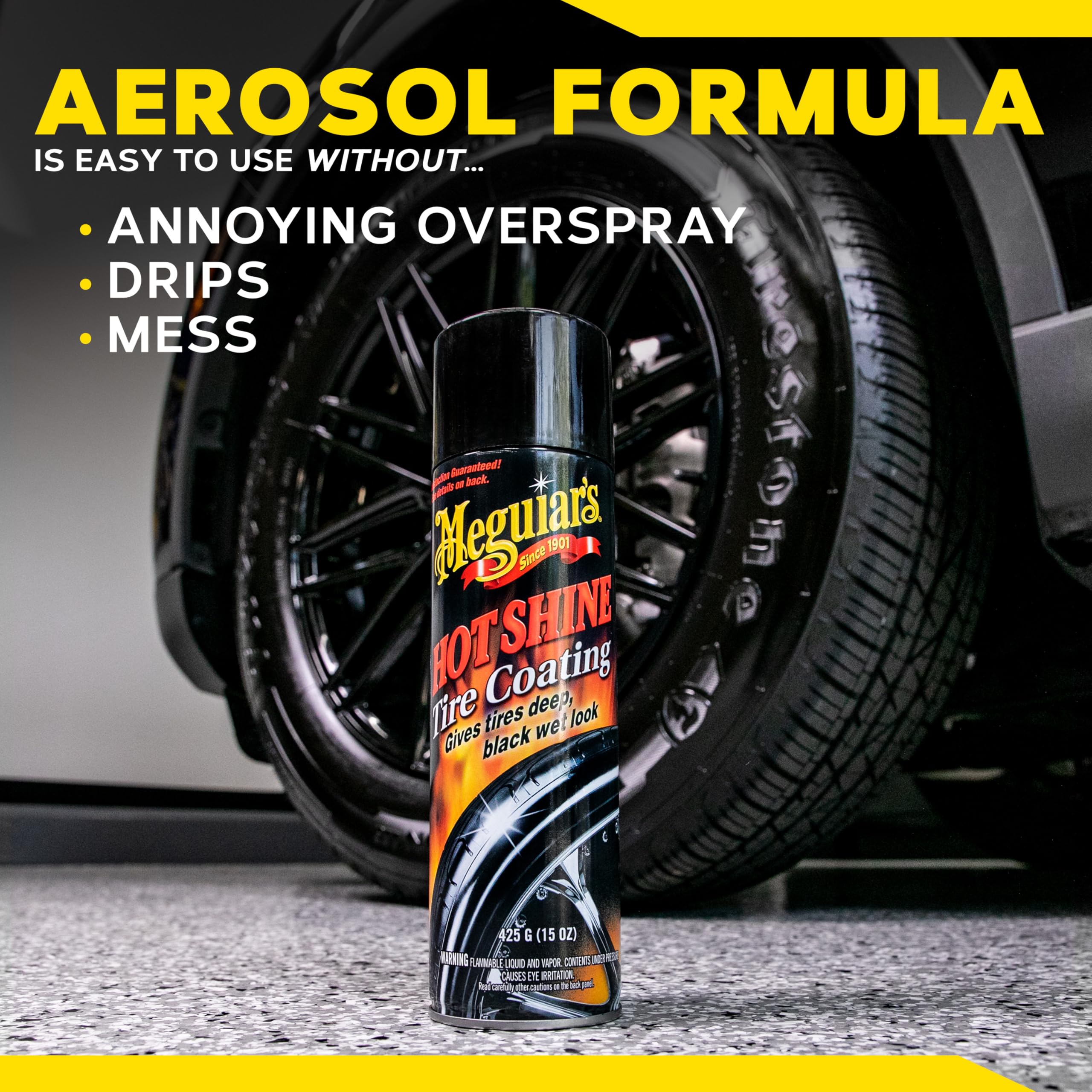 Meguiar's llanta de vehículo estacionado con brillo profundo y protección