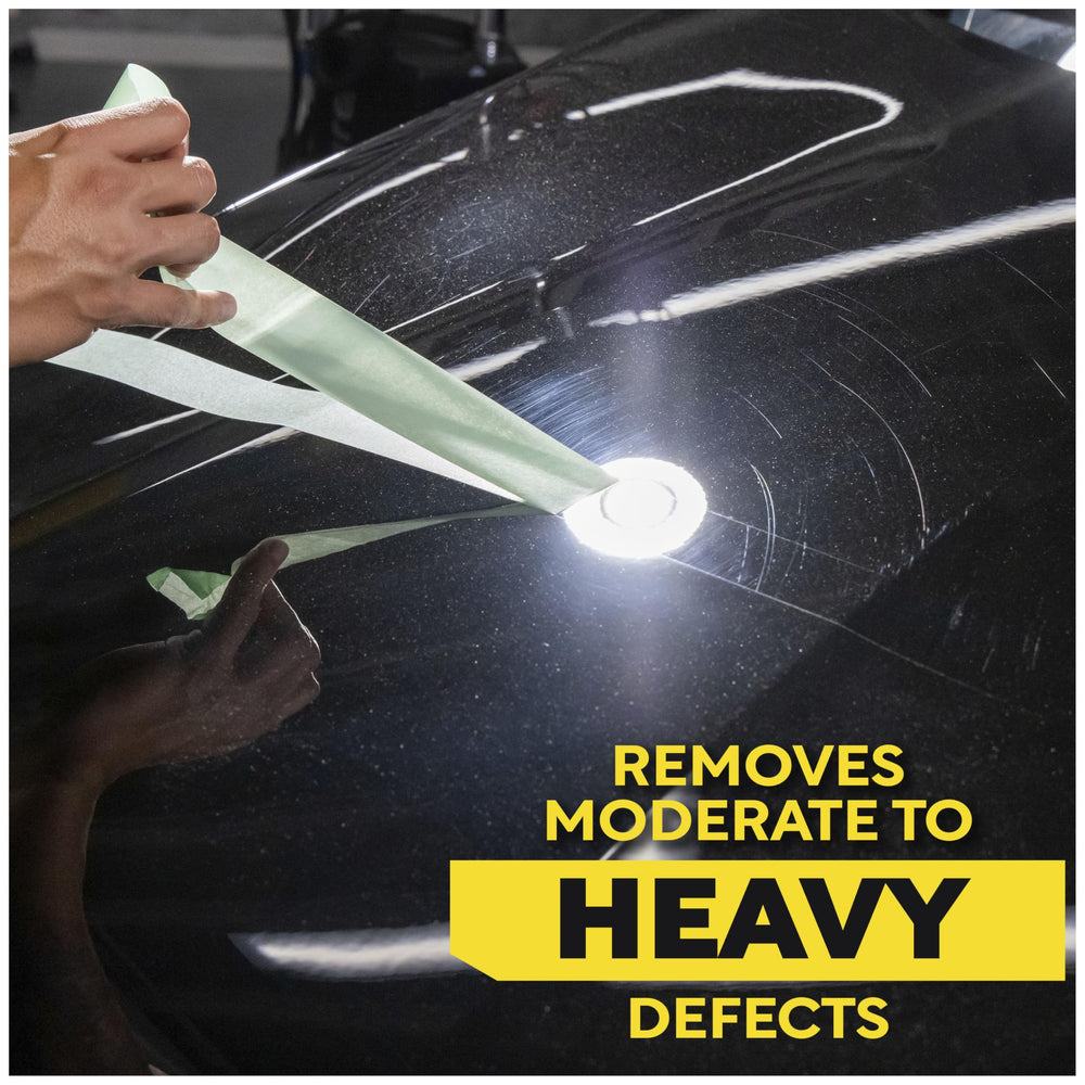 Meguiar's detalle de superficie tras M105 mostrando brillo mejorado