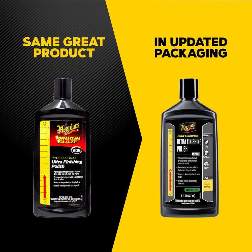 Meguiar's M205 textura cremosa en primer plano que facilita aplicación controlada