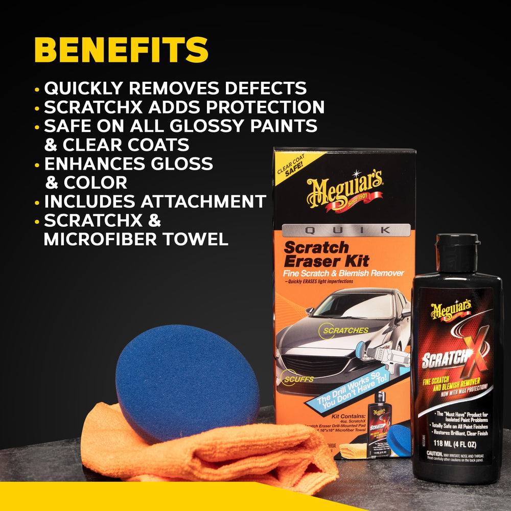 Meguiar's kit presentado en cochera demostrando fácil uso doméstico