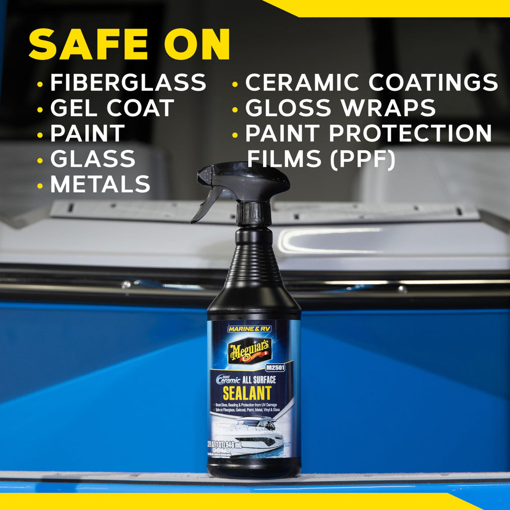 Meguiar's botella 32oz junto a mano para mostrar escala real