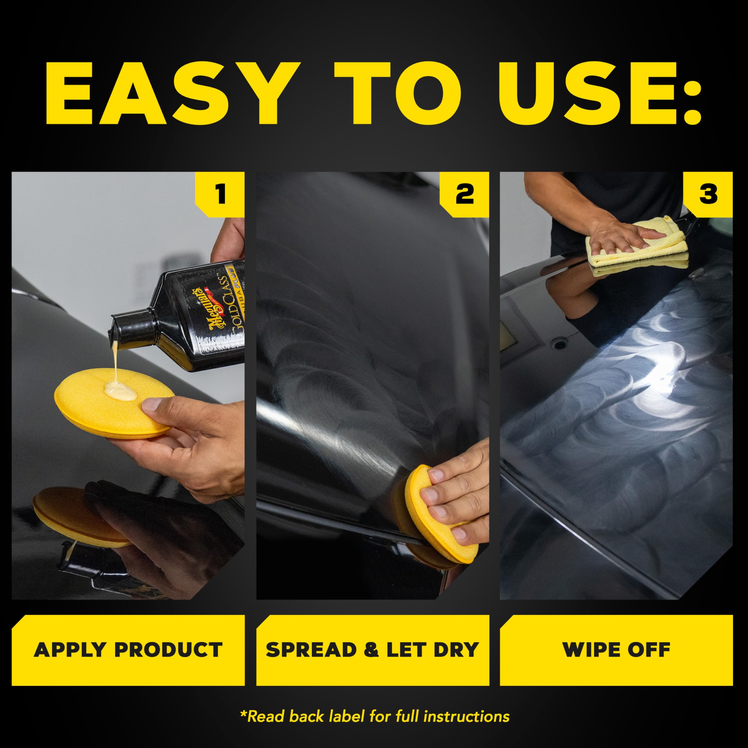 Meguiar's imagen de escala comparando tamaño del envase y mano