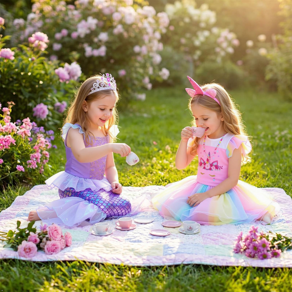Meland escena familiar con niñas disfrazándose, promueve juego compartido