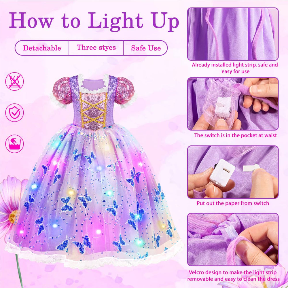 Meland niña usando el vestido durante juego, promueve confianza y diversión