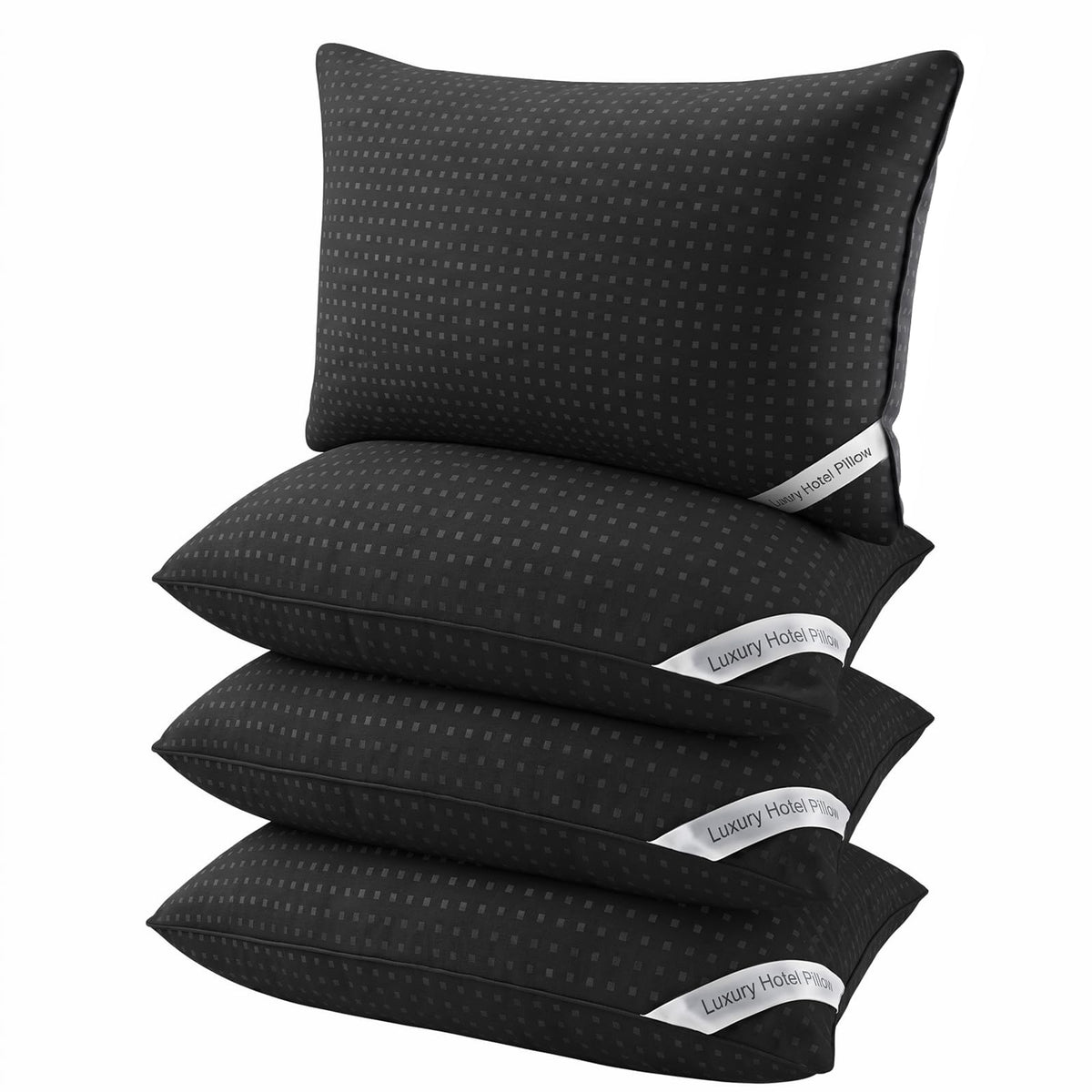 Melising pack frontal de 4 almohadas negras, aspecto hotelero y comodidad